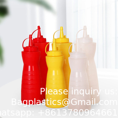 24oz Dessert Tools Condiment Sauce Bottle With Lids Plastic Squeeze Sauce Bottle Squirt Bottles for Liquids