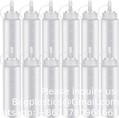 24oz Dessert Tools Condiment Sauce Bottle With Lids Plastic Squeeze Sauce Bottle Squirt Bottles for Liquids