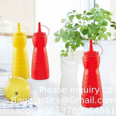 24oz Dessert Tools Condiment Sauce Bottle With Lids Plastic Squeeze Sauce Bottle Squirt Bottles for Liquids