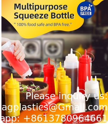 24oz Dessert Tools Condiment Sauce Bottle With Lids Plastic Squeeze Sauce Bottle Squirt Bottles for Liquids