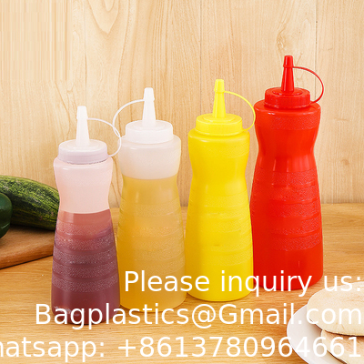 24oz Dessert Tools Condiment Sauce Bottle With Lids Plastic Squeeze Sauce Bottle Squirt Bottles for Liquids