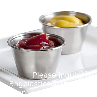 2.5oz Metal Sauce Cups Stainless Steel Dipping Sauce Cups Salad Dressing Container Condiment Containers Portion Cup