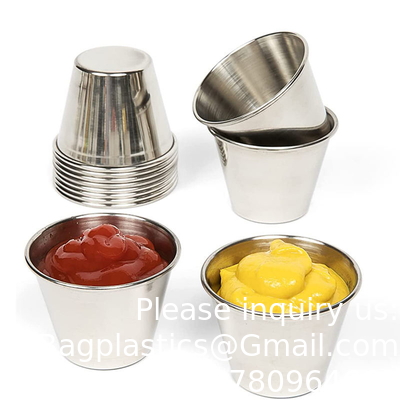 2.5oz Metal Sauce Cups Stainless Steel Dipping Sauce Cups Salad Dressing Container Condiment Containers Portion Cup