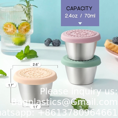 2.5oz Metal Sauce Cups Stainless Steel Dipping Sauce Cups Salad Dressing Container Condiment Containers Portion Cup