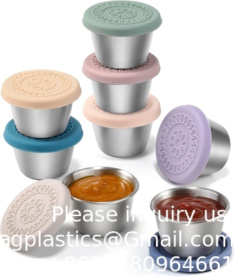 2.5oz Metal Sauce Cups Stainless Steel Dipping Sauce Cups Salad Dressing Container Condiment Containers Portion Cup