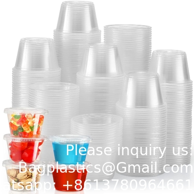 Portion Cups With Lids, Small Plastic Containers with Lids, Airtight Stackable Souffle Cups, Jello Shot Cups, Sauce