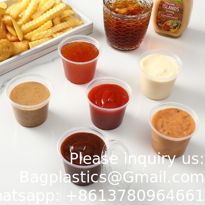 5.5 oz Portion Cups With Lids, Jello Shot Cups, Small Plastic Containers, Airtight and Stackable Souffle Cups
