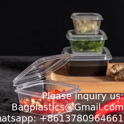 1oz 2oz 3oz 4oz Square Disposable Chili Sauce Cups Take Out PP Material Clear Plastic Portion Cup With Hinged Lid