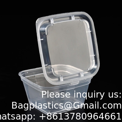 1oz 2oz 3oz 4oz Square Disposable Chili Sauce Cups Take Out PP Material Clear Plastic Portion Cup With Hinged Lid