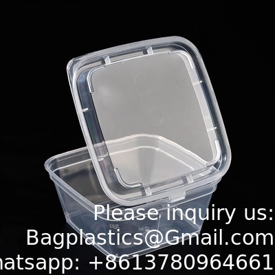 1oz 2oz 3oz 4oz Square Disposable Chili Sauce Cups Take Out PP Material Clear Plastic Portion Cup With Hinged Lid