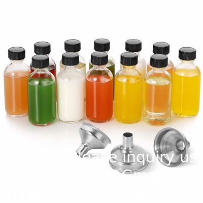 Small Clear Glass Bottles With Lids Boston Sample Bottles for Potion, Juice, Wellness, Ginger Shots, Whiskey, Liquids