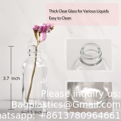 Small Clear Glass Bottles With Lids Boston Sample Bottles for Potion, Juice, Wellness, Ginger Shots, Whiskey, Liquids