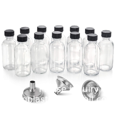 Small Clear Glass Bottles With Lids Boston Sample Bottles for Potion, Juice, Wellness, Ginger Shots, Whiskey, Liquids