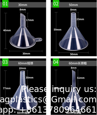 Factory Directly Laboratory Cheap Clear Plastic Funnel, Transparent PP Plastic Mini Perfume Dispensing Funnel