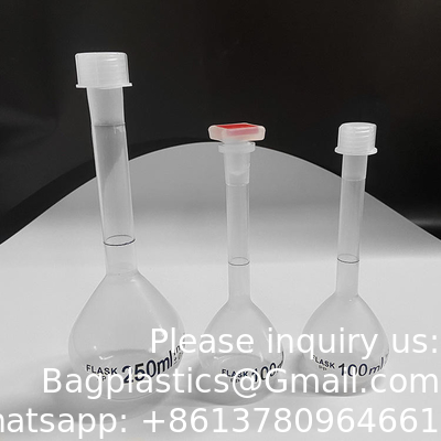 100ml Plastic Lab Volumetric Measuring Flasks with Snap Caps Measuring Flask Heatproof for Laboratory