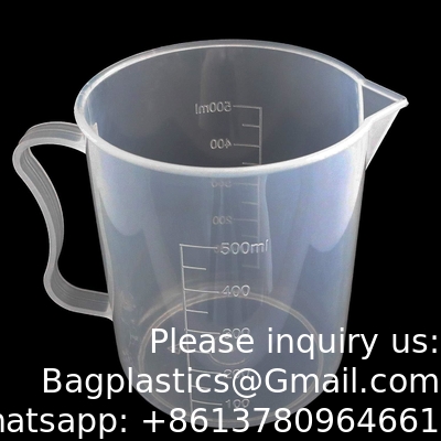500ml Measuring Cups With Spout Transparent Plastic Graduated Measure Cups For Lab, Kitchen