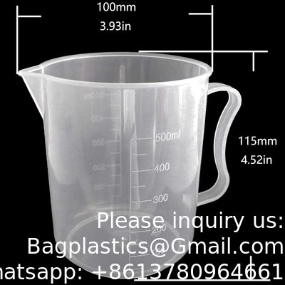 500ml Measuring Cups With Spout Transparent Plastic Graduated Measure Cups For Lab, Kitchen