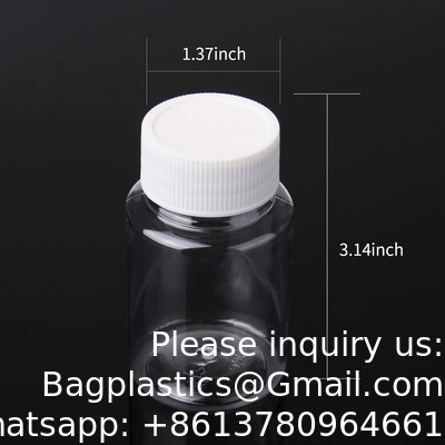 Clear Pill Bottle Plastic Medicine Bottle Empty Reagent Bottle Chemical Containers With Caps For Liquid Solid Powder