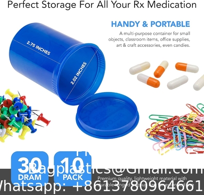 Clear Pill Bottle Plastic Medicine Bottle Empty Reagent Bottle Chemical Containers With Caps For Liquid Solid Powder