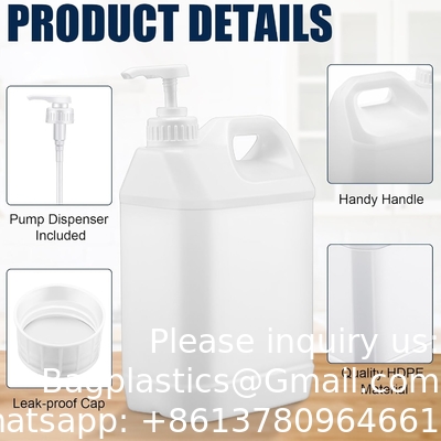 Plastic Gallon Jug with Child Resistant Lid, 0.7Gallon Heavy Duty Storage Containers with Ergonomic Handle and Pump