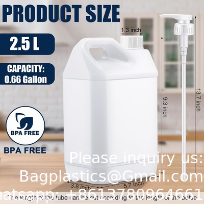 Plastic Gallon Jug with Child Resistant Lid, 0.7Gallon Heavy Duty Storage Containers with Ergonomic Handle and Pump