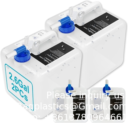 Water Container 2.6 Gallon BPA Free, Emergency Water Storage Containers With Spigot, Foldable Portable Storage Jug
