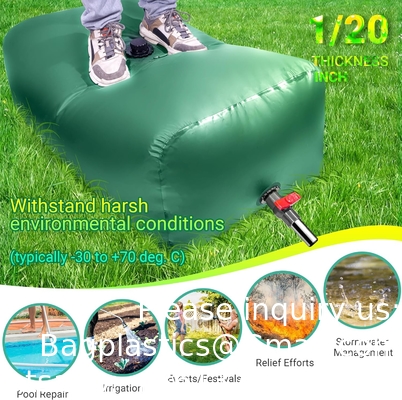 Emergency Water Storage Bladders - Large Capacity Soft Water Bag, Foldable Bladder Tank for Drought Resistant