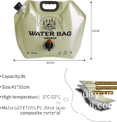 Collapsible Water Storage Carrier - 1.9 Gallon Portable Container with Spigot, Camping Water Bag for Outdoors Hiking