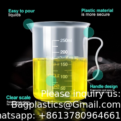 Plastic Graduated Cylinders&amp; Plastic Beakers, Plastic Graduated Cylinders 10ml 25ml 50ml 100ml 250ml &amp; 5pcs