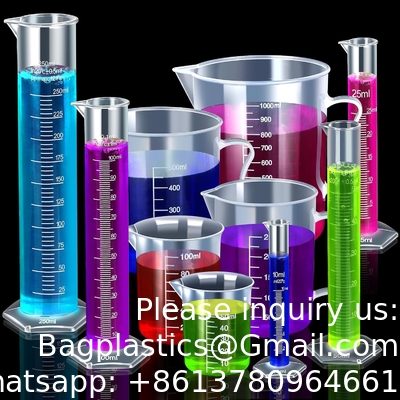 Plastic Graduated Cylinders&amp; Plastic Beakers, Plastic Graduated Cylinders 10ml 25ml 50ml 100ml 250ml &amp; 5pcs
