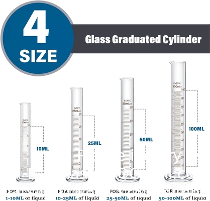 Lab Glassware Include 4 Graduated Cylinder Set, 4 Glass Beaker Set, 3 Glass Dropper, 4 Stirring Rod, 5 Measuring Cups