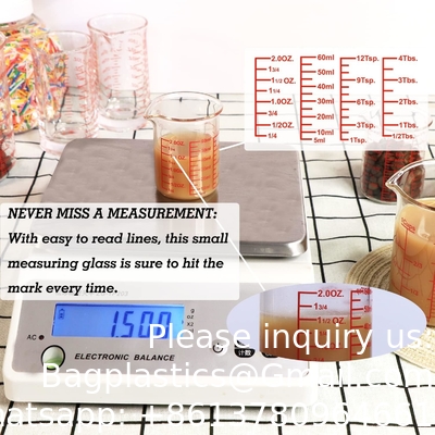 Borosilicate Glass Measuring Cup Set-V-Shaped Spout Includes 60ml(2OZ), 120ml(4OZ),  250ml(8OZ) Glass Measuring Beaker