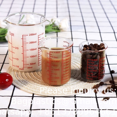 Borosilicate Glass Measuring Cup Set-V-Shaped Spout Includes 60ml(2OZ), 120ml(4OZ),  250ml(8OZ) Glass Measuring Beaker