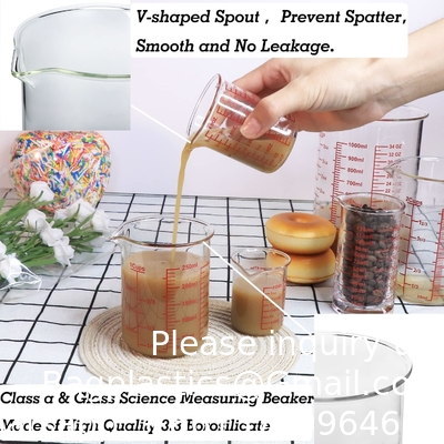 Borosilicate Glass Measuring Cup Set-V-Shaped Spout Includes 60ml(2OZ), 120ml(4OZ),  250ml(8OZ) Glass Measuring Beaker
