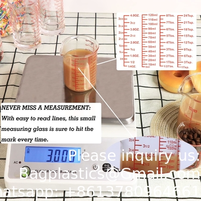 Borosilicate Glass Measuring Cup Set-V-Shaped Spout Includes 60ml(2OZ), 120ml(4OZ),  250ml(8OZ) Glass Measuring Beaker