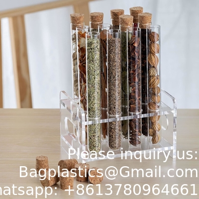Science 12Pcs 25x200mm(80ml) Glass Test Tubes With Cork Stoppers|1 Rack Of Acrylic Material