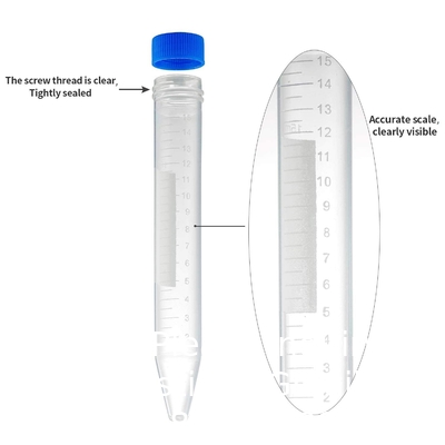 Conical Centrifuge Tubes 15mL, Sterile Plastic Test Tubes With Screw Caps, Polypropylene Container With Graduate