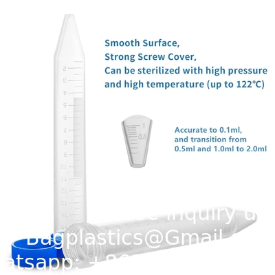 Conical Centrifuge Tubes 15mL, Sterile Plastic Test Tubes With Screw Caps, Polypropylene Container With Graduate