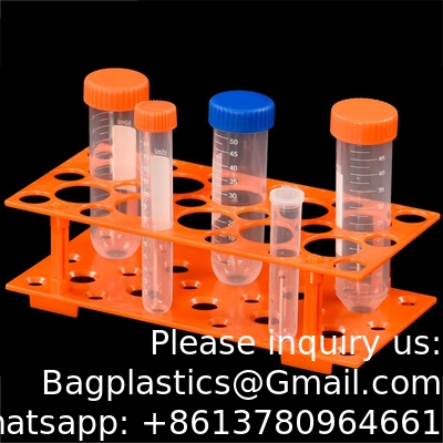 Test Tube Rack, Centrifuge Tube Holder (2 Pack - Blue and Orange) for 10ml, 15ml, 50ml, Detachable Plastic Stand