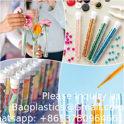 Plastic Test Tubes With Rack And Caps, 16 X 100mm With Holder For Scientific Experiments, Beads Liquid