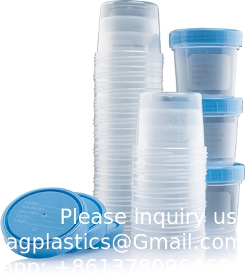 Supply Specimen Cups with Lids-Leak Proof Lid- High Quality Latex Free Polypropylene Plastic- Non-Sterile- 25 4oz