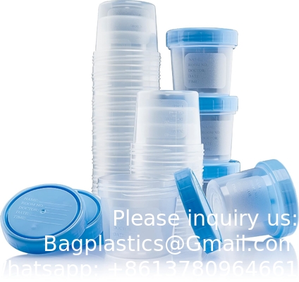Supply Specimen Cups with Lids-Leak Proof Lid- High Quality Latex Free Polypropylene Plastic- Non-Sterile- 25 4oz