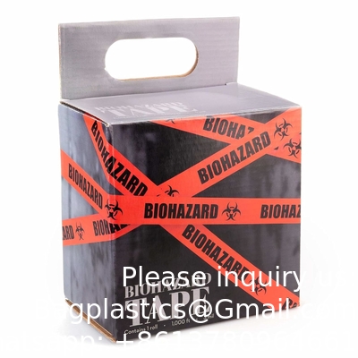Biohazard Warning Tape with Black Imprint, Legend &quot;Biohazard&quot; (with Logo), 55 yd. Length x 2&quot; Width, 3&quot; Diameter Core