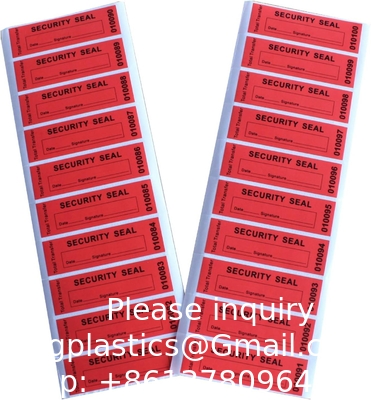 Transfer Tamper Evident Security Warranty Void Stickers/Labels/Seals (Red, 1 X 3.35 Inches, Serial Numbers)