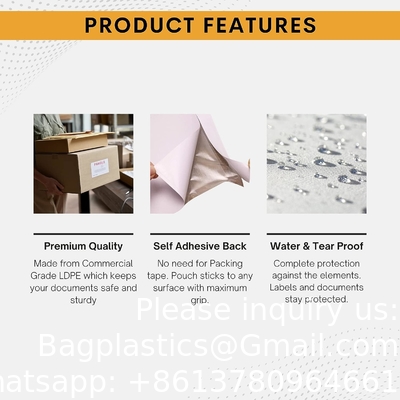 100 Pack 7&quot;x10&quot; Shipping Label Sleeves - Packing Slip Envelope Pouches with Self-Adhesive Peel &amp; Seal