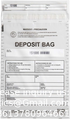 Clear Deposit Bags, Tamper-Evident Bags, Security Bank Pocket, Transportation | Sequential Barcodes | Tamper-Evident