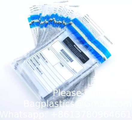 Clear Deposit Bags, Tamper-Evident Bags, Security Bank Pocket, Transportation | Sequential Barcodes | Tamper-Evident