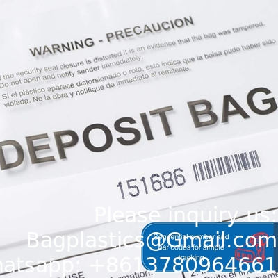 Clear Deposit Bags, Tamper-Evident Bags, Security Bank Pocket, Transportation | Sequential Barcodes | Tamper-Evident
