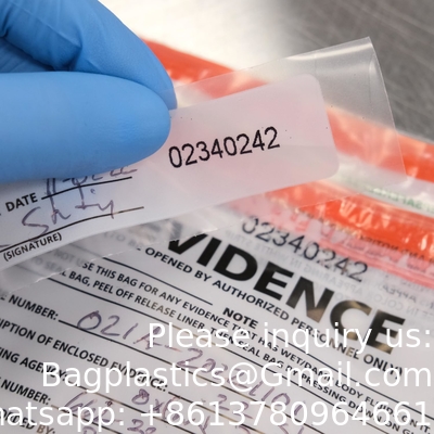 Evidence Bags, Serial Numbers &amp; Tear Off, Safety Security Bag Tamper Resistant Closure with Serialized Numbering