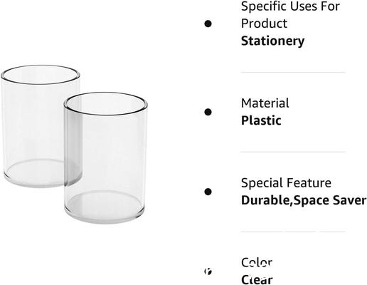 Acrylic Pen Holder 2 Pack,Clear Desktop Pencil Cup Stationery Organizer For Office Desk Accessory -Round
